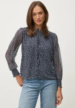 Pepe Jeans camasa CAMILA femei, culoarea bleumarin, cu guler stand-up, regular, PL305007 imagine