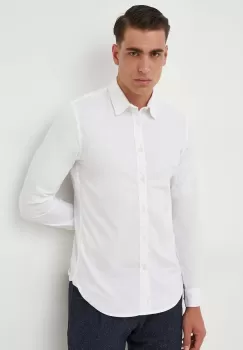 Pepe Jeans camasa COVENTRY barbati, culoarea alb, cu guler clasic, slim imagine