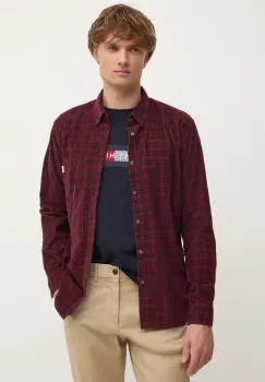 Pepe Jeans camasa de catifea MAREL culoarea bordo, cu guler button-down, regular, PM308725 imagine
