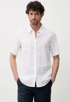 Pepe Jeans camasa de in AMARO barbati, culoarea bej, cu guler clasic, regular, PM308847 imagine