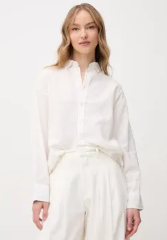 Pepe Jeans camasa de in CHIPPER femei, culoarea alb, cu guler clasic, relaxed, PL304993 imagine