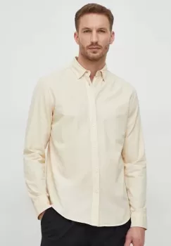 Pepe Jeans camasa din bumbac barbati, culoarea bej, cu guler button-down, regular imagine
