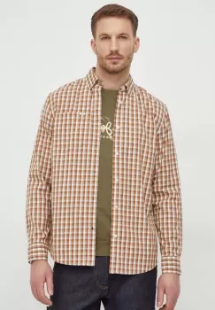 Pepe Jeans camasa din bumbac barbati, culoarea bej, cu guler button-down, regular imagine