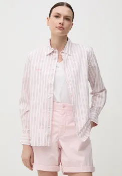 Pepe Jeans camasa din bumbac CLEVER femei, culoarea alb, cu guler clasic, regular, PL305002 imagine