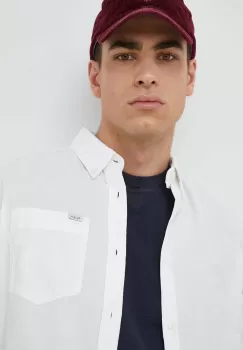 Pepe Jeans camasa din bumbac Fabio barbati, culoarea alb, cu guler button-down, regular imagine