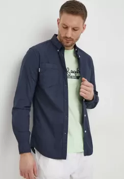 Pepe Jeans camasa din bumbac Prince barbati, culoarea albastru marin, cu guler button-down, regular imagine