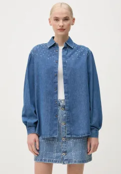 Pepe Jeans camasa jeans CHARLIE SPARKLE femei, cu guler clasic, relaxed, PL304962 imagine