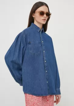 Pepe Jeans camasa jeans femei, cu guler clasic, regular imagine