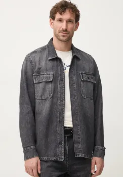 Pepe Jeans camasa jeans RELAXED OVERSHIRT barbati, culoarea gri, cu guler clasic, relaxed, PM308585XM8 imagine
