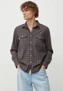 Pepe Jeans camasa MESSON barbati, culoarea maro, cu guler clasic, regular, PM308731 imagine
