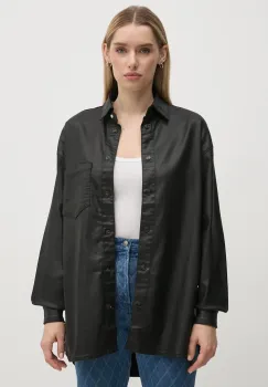 Pepe Jeans camasa OVERSHIRT femei, culoarea negru, cu guler clasic, relaxed, PL304963XM5 imagine