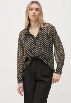 Pepe Jeans camasa SAMANTHA femei, culoarea negru, cu guler clasic, relaxed, PL304931 imagine