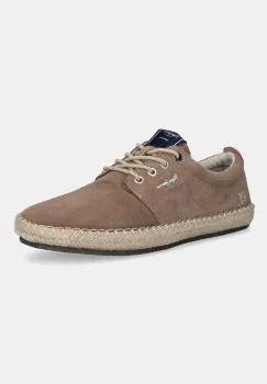 Pepe Jeans espadrile din piele intoarsa TOURIST WEST culoarea verde, PMS10336 imagine