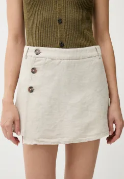 Pepe Jeans fusta pantaloni culoarea bej, uni, medium waist, PL901224 imagine