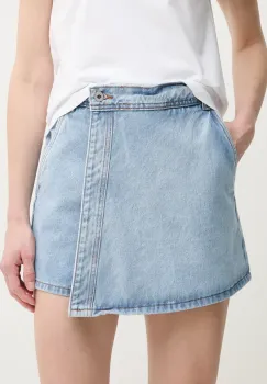 Pepe Jeans fusta si pantaloni denim REGULAR SKORT HW femei, neted, high waist, PL801187NC9 imagine