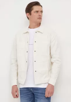 Pepe Jeans geaca cu aspect de camasa culoarea bej, de tranzitie imagine