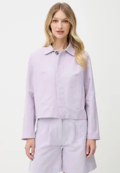 Pepe Jeans geaca cu aspect de camasa culoarea violet, de tranzitie, oversize, PL402605 imagine