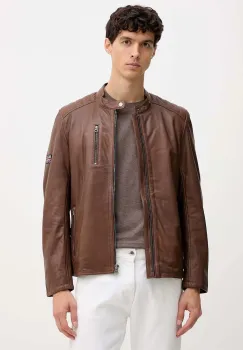 Pepe Jeans geaca de piele culoarea maro, de tranzitie, PM4027178 imagine