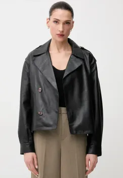 Pepe Jeans geaca de piele GRETA culoarea negru, de tranzitie, PL402527 imagine