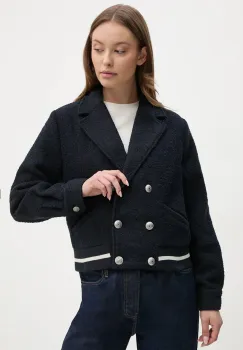 Pepe Jeans geaca din amestec de lana BIMBA culoarea albastru marin, de tranzitie, oversize, PL402475 imagine