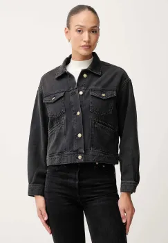 Pepe Jeans geaca jeans culoarea negru, de tranzitie, oversize, PL40243329W0 imagine