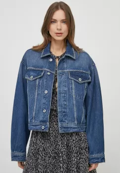 Pepe Jeans geaca jeans femei, culoarea albastru marin, de tranzitie, oversize imagine