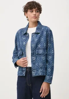 Pepe Jeans geaca jeans LOA JACQUARD femei, de tranzitie, oversize, PL402483 imagine