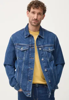 Pepe Jeans geaca jeans REGULAR JACKET barbati, culoarea albastru marin, de tranzitie, PM402715HW5 imagine