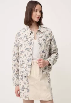 Pepe Jeans geaca jeans REGULAR JACKET PAISLEY femei, culoarea bej, de tranzitie, PL402409 imagine