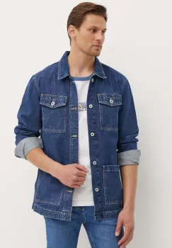 Pepe Jeans geaca jeans WORKER barbati, culoarea albastru marin, de tranzitie, PM403003HW5 imagine