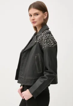 Pepe Jeans geaca ramones de piele FANTASY femei, culoarea negru, de tranzitie, PL402523 imagine