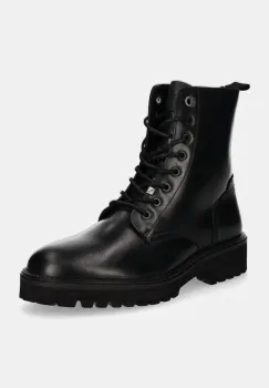 Pepe Jeans ghete de piele PMS50254 barbati, culoarea negru, DURHAM COMBAT imagine