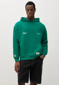 Pepe Jeans hanorac de bumbac COLVILLE HOODIE culoarea verde, cu gluga, cu imprimeu, PM582846 imagine