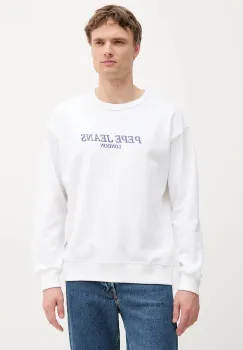 Pepe Jeans hanorac de bumbac culoarea alb, cu imprimeu, PM582922 imagine