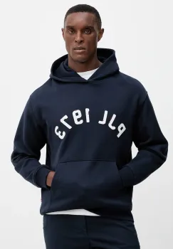 Pepe Jeans hanorac de bumbac culoarea bleumarin, cu gluga, cu imprimeu, PM5800006 imagine