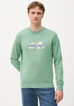 Pepe Jeans hanorac de bumbac culoarea verde, cu imprimeu, PM582921 imagine