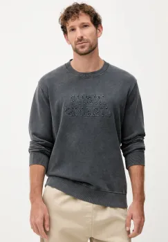 Pepe Jeans hanorac de bumbac DARIUS CREW barbati, culoarea gri, cu imprimeu, PM582760 imagine