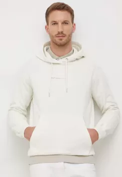 Pepe Jeans hanorac de bumbac Dave Hoodie barbati, culoarea bej, cu gluga, cu imprimeu imagine