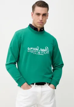 Pepe Jeans hanorac de bumbac DUMAS CREW barbati, culoarea verde, cu imprimeu, PM582832 imagine