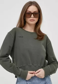 Pepe Jeans hanorac de bumbac femei, culoarea verde, neted imagine