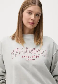 Pepe Jeans hanorac de bumbac FIORELINA femei, culoarea gri, cu imprimeu, PL581464 imagine