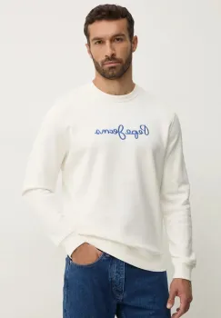 Pepe Jeans hanorac de bumbac NEW JOE CREW barbati, culoarea alb, cu imprimeu, PM582715 imagine
