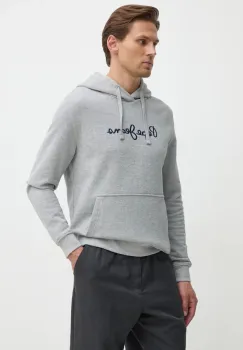Pepe Jeans hanorac de bumbac NEW JOE HOODIE barbati, culoarea gri, cu gluga, cu imprimeu, PM582716 imagine