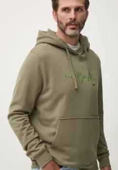 Pepe Jeans hanorac de bumbac NEW JOE HOODIE barbati, culoarea verde, cu gluga, cu imprimeu, PM582716 imagine