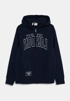 Pepe Jeans hanorac de bumbac pentru copii BALEY ZIP cu gluga, cu imprimeu, PB581617 imagine