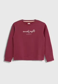 Pepe Jeans hanorac de bumbac pentru copii culoarea bordo, cu imprimeu imagine