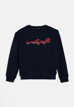 Pepe Jeans hanorac de bumbac pentru copii NEW LAMONTY CREW culoarea albastru marin, cu imprimeu, PB581613 imagine