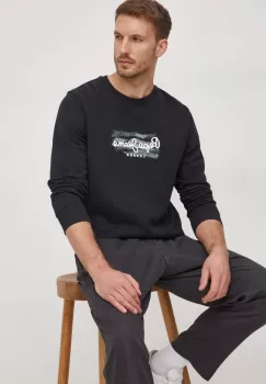 Pepe Jeans hanorac de bumbac Robinson barbati, culoarea negru, cu imprimeu imagine