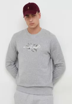 Pepe Jeans hanorac de bumbac Roswell barbati, culoarea gri, cu imprimeu imagine