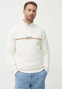 Pepe Jeans hanorac de bumbac SANDER barbati, culoarea bej, cu imprimeu, PM582693 imagine